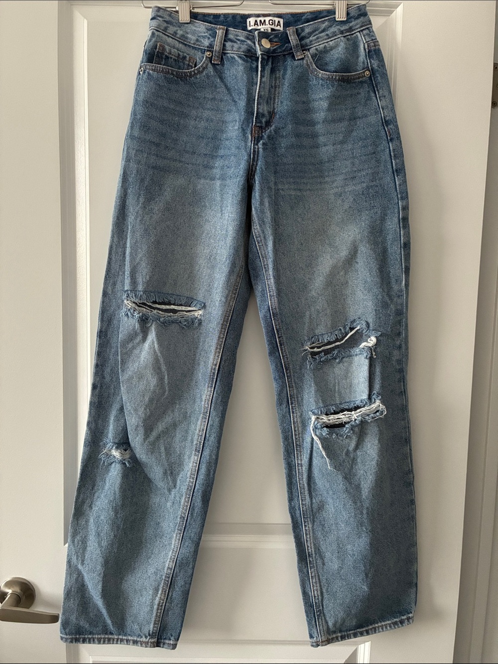 I.AM.GIA Size XS Distressed Boyfriend Jeans - Medium Wash